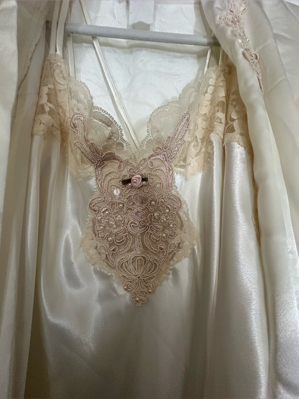 Vintage. Beautiful 3-piece bridal nightgown set from the 90s. - Picture 4 of 14